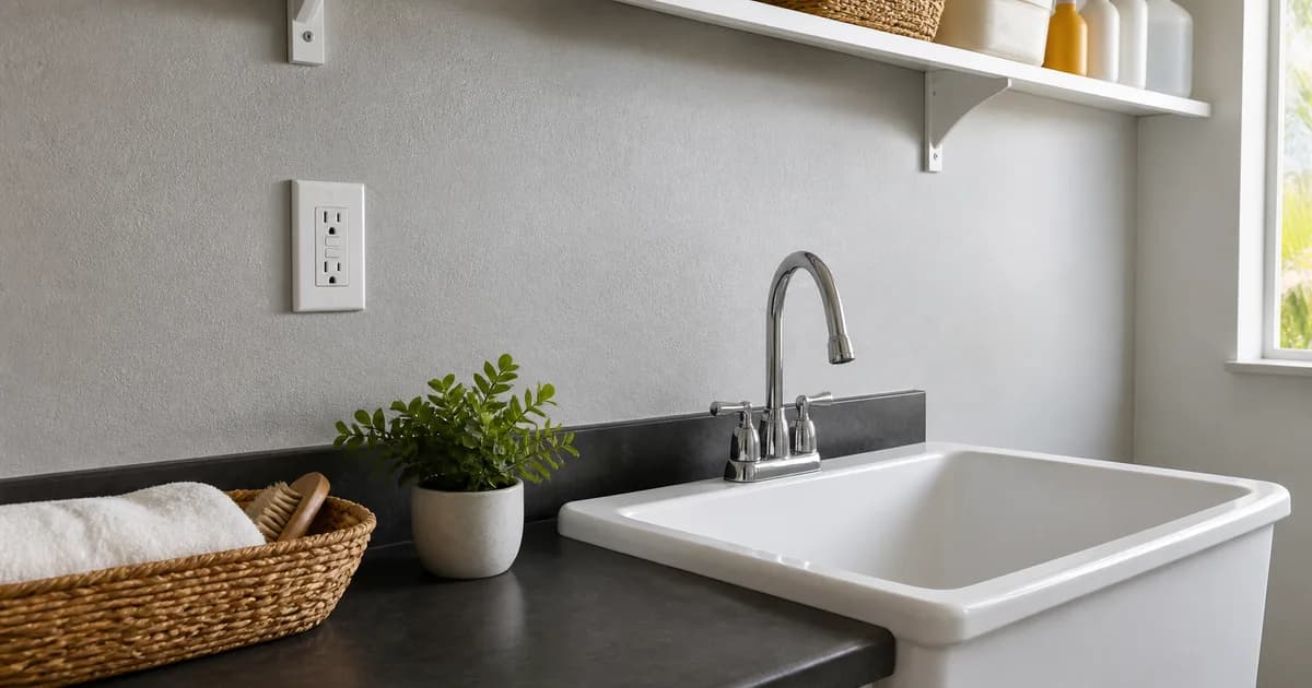 GFCI receptacle installed near a residential utility sink